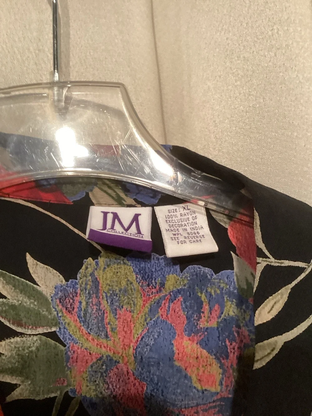 Black Floral Button-Up Jacket, Top and Skirt Set - Red & Royal Blue Blooms - Picture 5 of 8